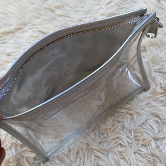 PINK Clear Zip Pouch 💗 Iridescent Silver & White - Picture 7 of 10